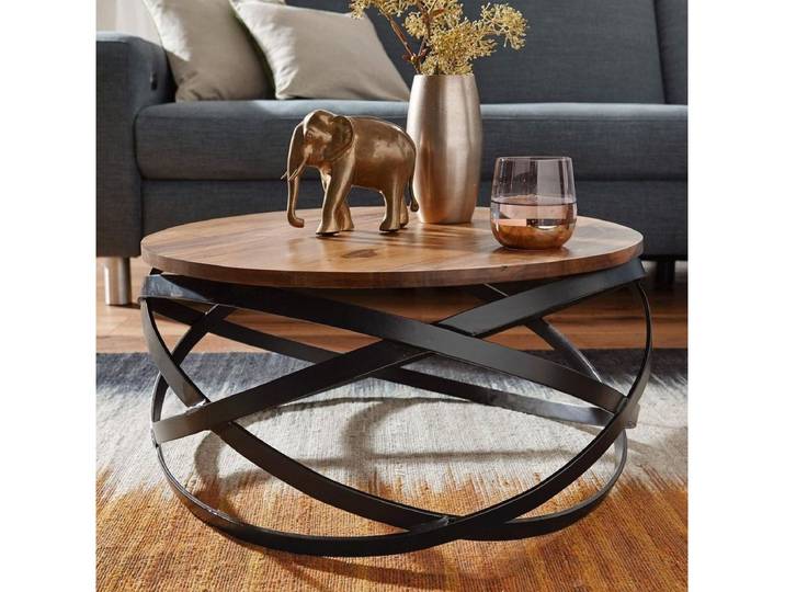 lovingHome® Couchtisch Couchtisch Industrial-Stil 60x30x60 cm Palisander Massivholz (1 Stück, 1 Couchtisch), im angesagten Industrial-Stil