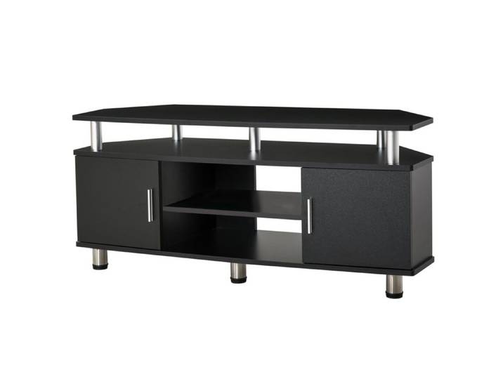 Meuble TV console multimédia pieds en métal et autoportant pour télévision et matériel deco élégant 120 x 40 x 52 cm noir