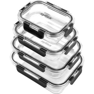 Zyliss Frischhaltedose E981067, aus Glas, 0,37 - 1,52 Liter, transparent, luftdicht, Set, 4-teilig