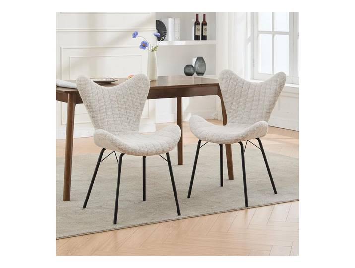 LuxusKollektion Esszimmerstuhl Esszimmerstühle 4er Polsterstuhl Chenille Stepp Oatmeal 4 Oatmeal