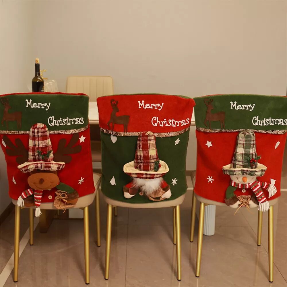 INF Housse de Chaise de Noël - Père Noël 3D pour Décoration Festive