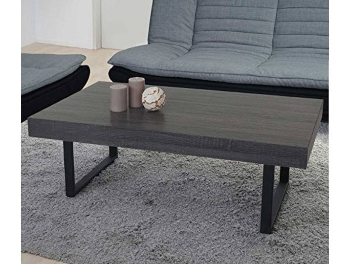Mendler Couchtisch Kos T576 - Schwarze Eiche-Optik, dunkle Metall-Füße