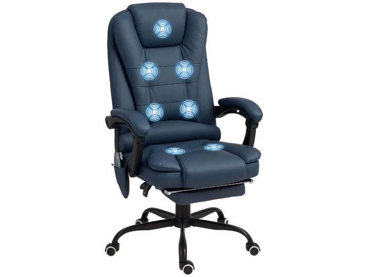 Vinsetto Bürostuhl mit 7 Punkt Massage, ergonomischer Chefsessel Blau