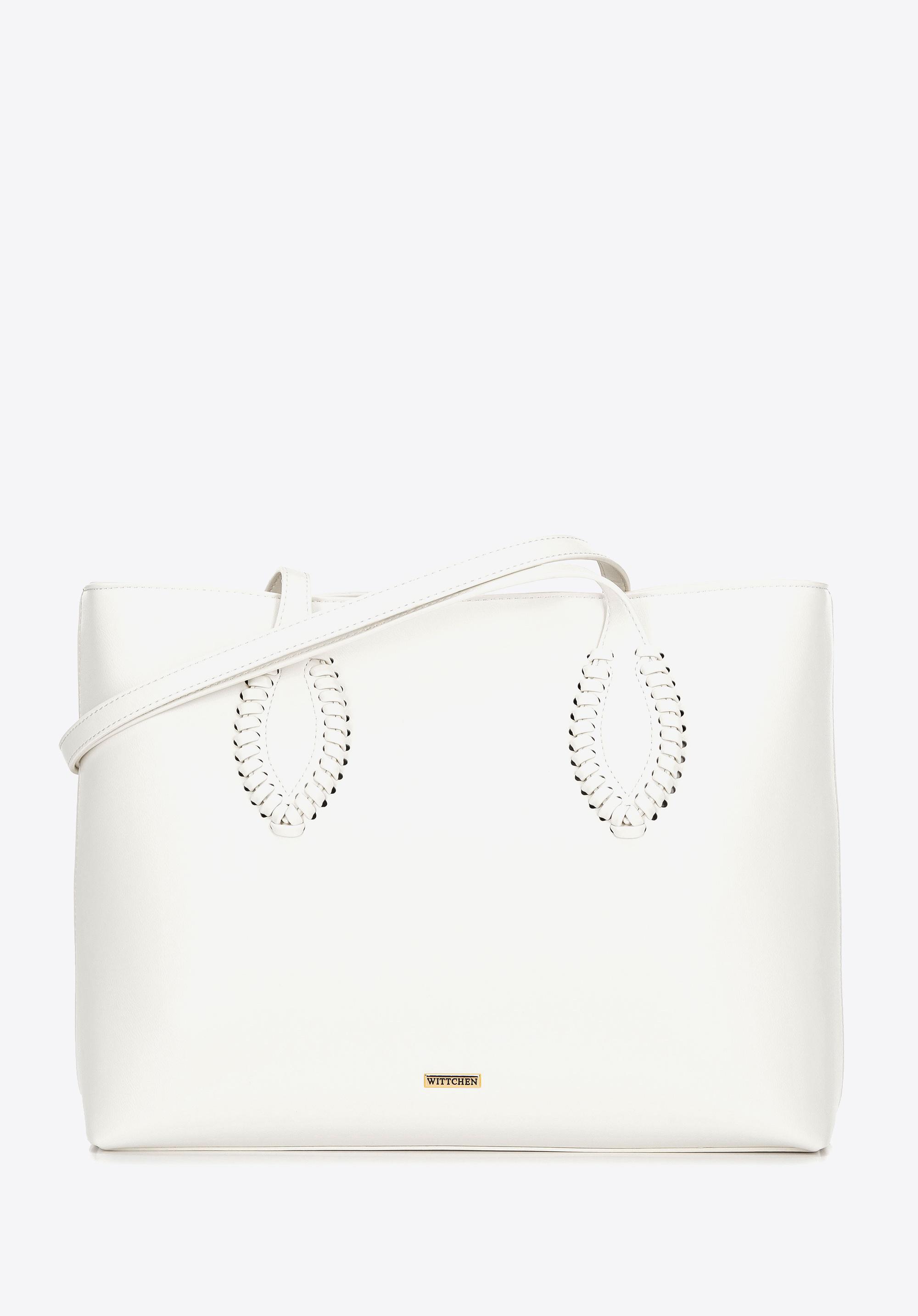 Wittchen Dames eco-leren shopper met geweven accenten, crème