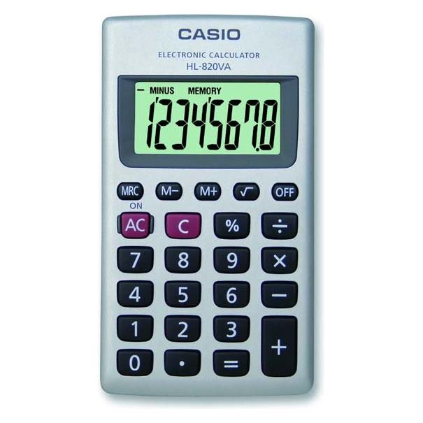 Casio HL-820VA Taschenrechner Basic Silber (Batteriebetrieb) (HL-820VA)
