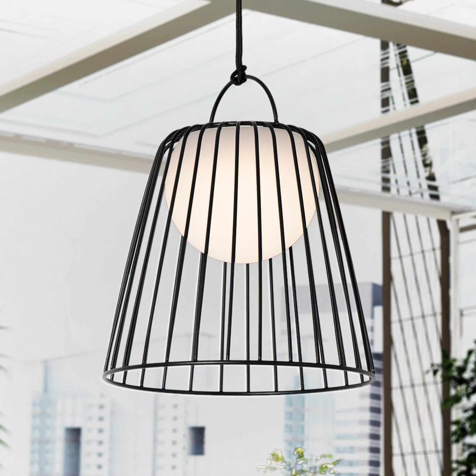 Lindby Levino LED buiten hanglamp, zwart, modern, dimbaar