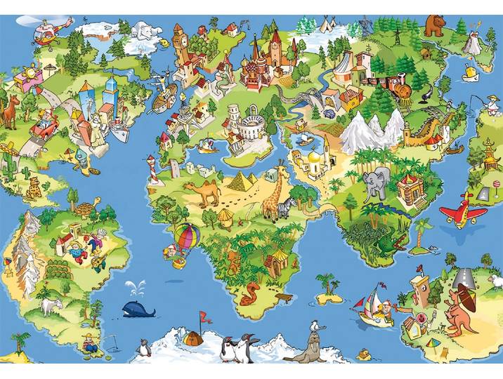 Fototapete PAPERMOON Kids World Map , bunt, B:2m L:1,49m, Vlies, Tapeten, Fototapete