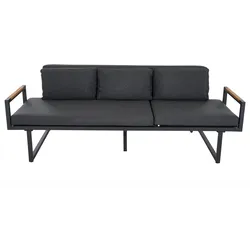 3er-Loungesofa Calera Anthrazit/Echtholz