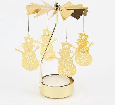 Uplift Treasures Metal Rotating Candle Holder Christmas Decor snowman
