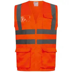 Mischgewebe-Warnweste "BASIC" Kl. 2 mit Taschen - S - Orange