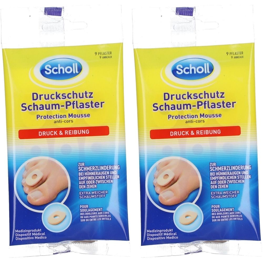 Scholl Druckschutz Schaum-Pflaster 2x 2x9 St Pflaster