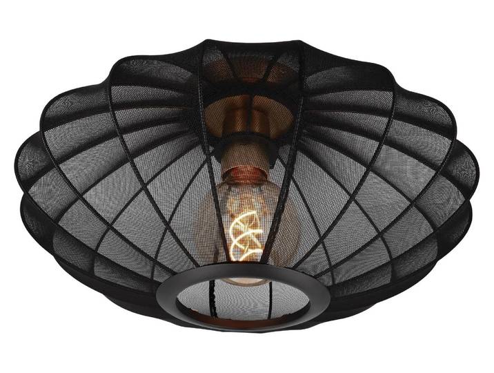 Plafonnier à abat-jour ovale en tissu noir CORINA 1xE27 40W Lucide