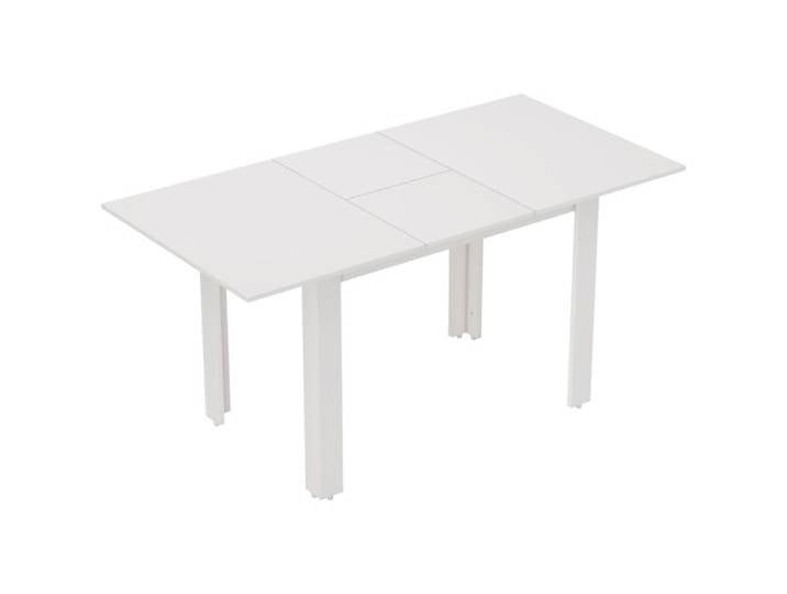 Table à manger coloris blanc en bois extensible panneaux en MDF longueur 160 cm hauteur 78 cm longueur de 120 à 160 cm