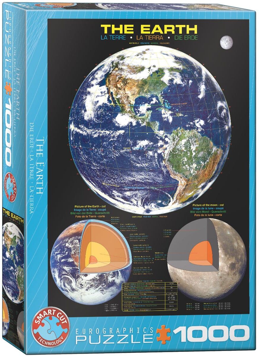 Eurographics The Earth 1000 Piece Smart Cut Jigsaw Puzzle for Adults and Kids, Educational Geography Puzzle with Unique Piece Shapes