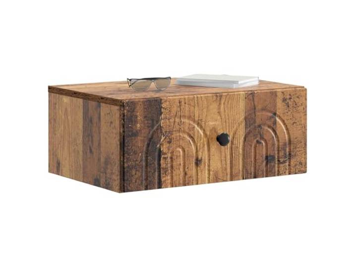 KTHLBRH Wand-Nachtschrank, 2 Stück, antikes Holz, 49 x 34,5 x 20 cm Technisches Holz, 2 Schubladen, Wandmontage, für Wohnzimmer und Schlafzimmer