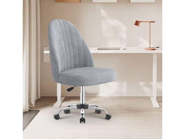 Chaise de bureau avec Dossier en Velours chaise coiffeuse Pivotant Réglable Avec roulettes pour Coiffeuse Chambre bureau Gris