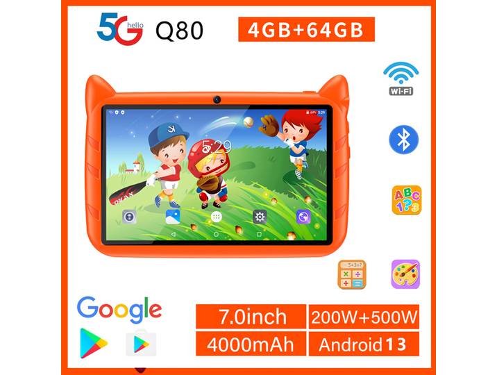 Nouveau 5G WiFi enfants tablette 7 pouces Quad Core 4GB RAM 64GB ROM Android 13 Google apprentissage jeux éducatifs tablettes Bluetooth