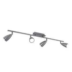 Deckenlampe 4 Strahler Spotleiste verstellbar Deckenleuchte nickel matt, Stahl, 4x GU10 Fassungen, LxB 78,5x7 cm