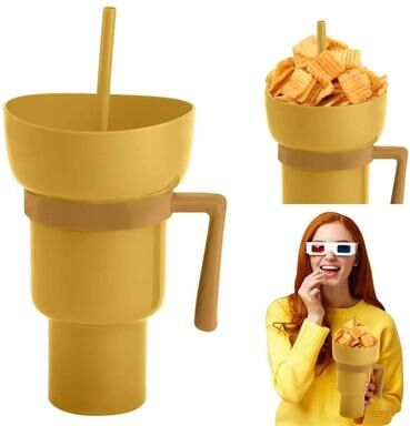 Uplifted Finds 2 In 1 Stadium Tumbler & Snack Cup yellow