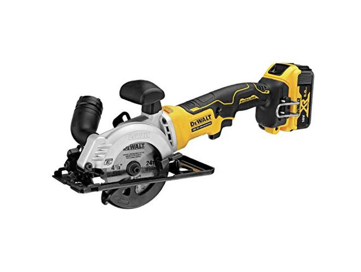 DeWalt DCS571P2-QW Scie circulaire XR 18V 5Ah Li-Ion Brushless 115 mm - 2 Batteries - Coffret TSTAK Jaune