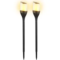 Solarfackel Außenleuchte Gartendeko LED Solarlampe mit Feuereffekt Erdspieß Terrassenlampe, warmweiß, DxH 7,5 x 64,5 cm, 2er Set
