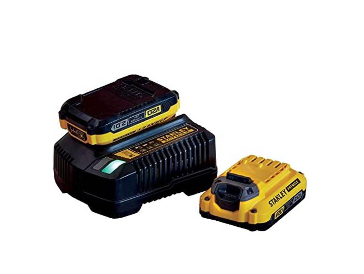 Stanley SFMCB12D2-QW FATMAX Kit 2 Batteries Lithium-ion 18V 2AH avec 1 Chargeur 18V 2Ah Technologie Améliorée Gamme FATMAX V20