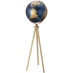Standglobus „Sputnik“ – Exklusiver 43 cm Globus mit Holzfuß & zwei Achsen gold/d...