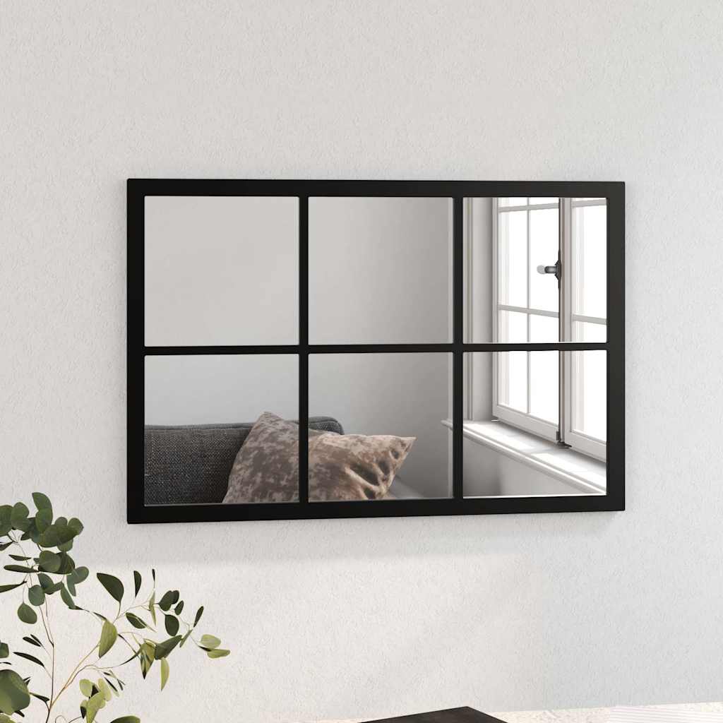 vidaXL Miroir mural noir 60x40 cm métal