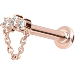 14 Karat Gold Labret mit Innengewinde MOISSANIT-BOGEN + KETTE