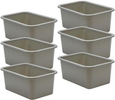 Teacher Created Resources Gray Small Plastic Storage Bin, Pack of 6