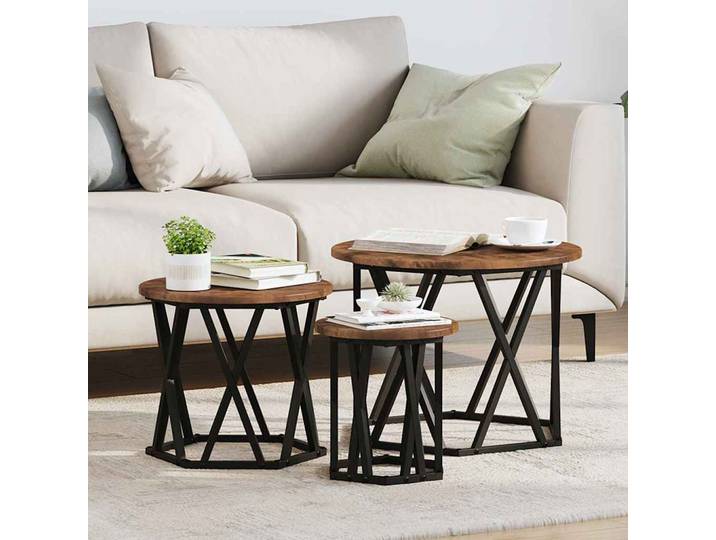 vidaXL Nesting Beistelltisch 3 stk. Räuchereiche 53 x 53 x 40 cm