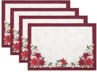 Threadmade Poinsettia Garlands Engineered Placemats, Set of 4