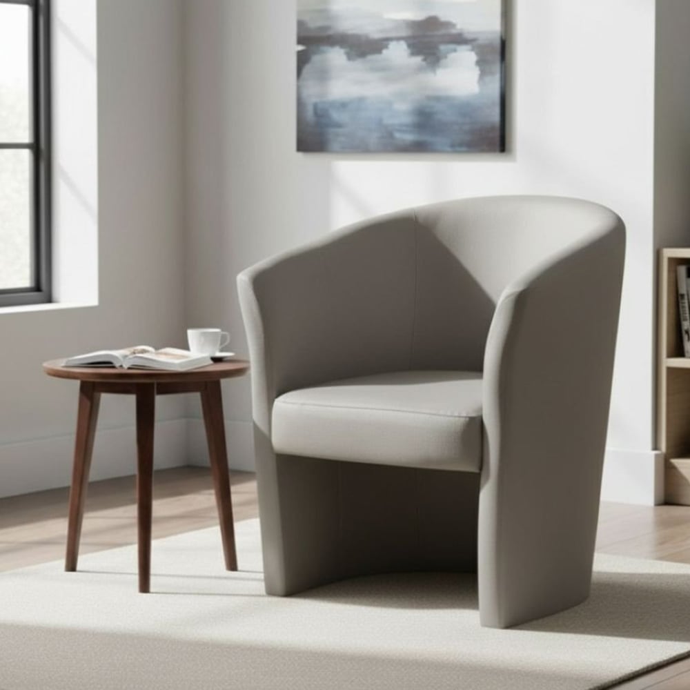 Dmora Fauteuil en similcuir gris 64x63 cm Gris 64x76x63cm