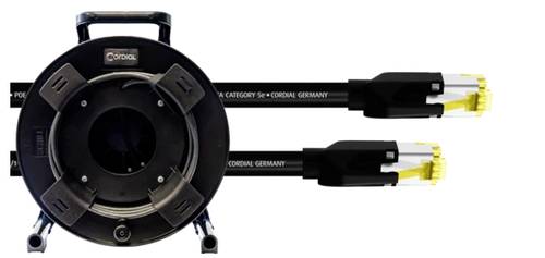 Cordial 15566 RJ45 Patchkabel CAT 5e SF/UTP 25.00m Schwarz PUR-Mantel 1St.