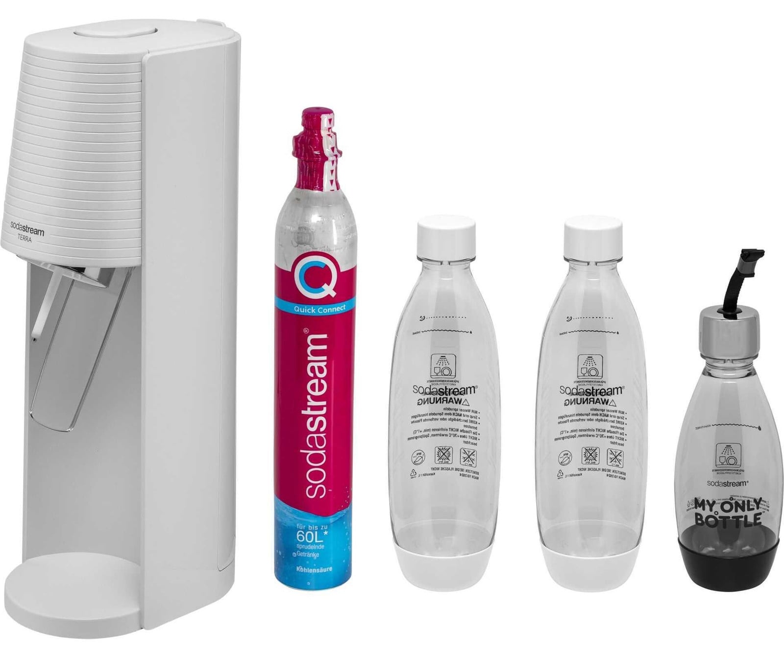 SodaStream Terra waterbron voordeelset inclusief 3 flessen en Quick Connect cilinder, wit