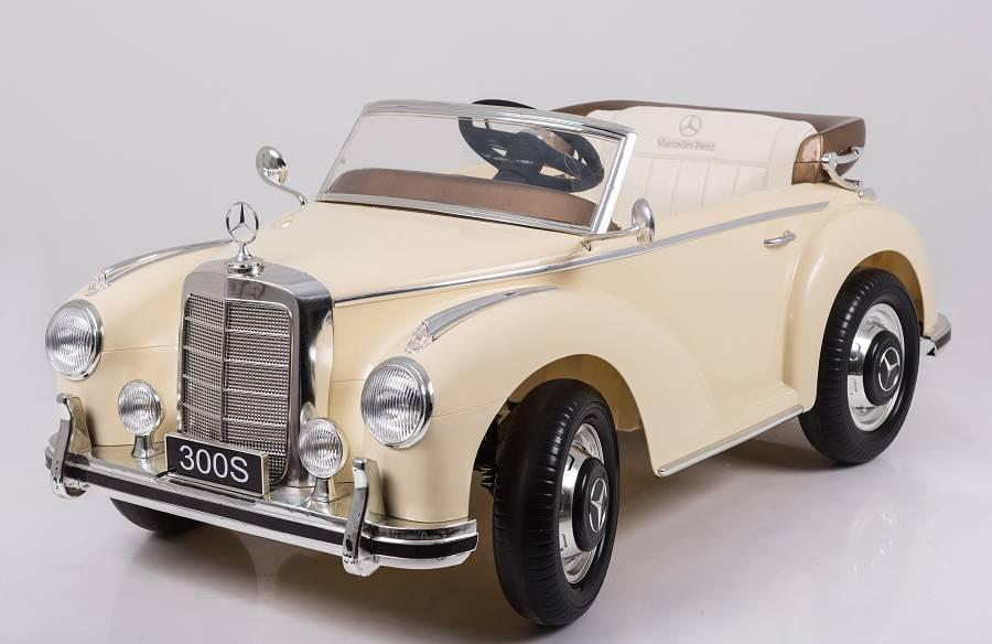 Elektro Kinderfahrzeug - Kinderauto "Mercedes 300S" Oldtimer - lizenziert - 12V7AH - 2,4Ghz, MP3, Ledersitz+EVA