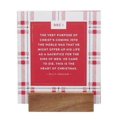 Advent Calendar Card Set W/Stand Christmas Plaid