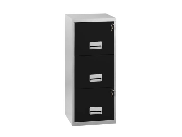 Classeur Pratic - 3 tiroirs - Métal - Corps Aluminium - Façades Noir
