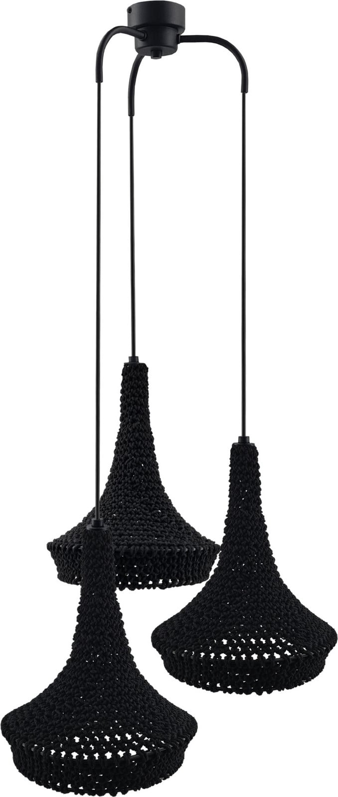 Antigo MAHAKA 5174 Boho hanglamp van katoen, drievoudig, zwart