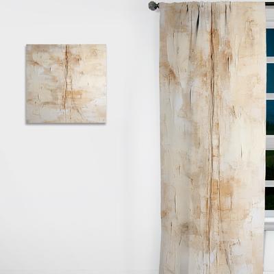 DESIGN ART Designart - Beige And White Timeless Minimalism - Abstract Painting Curtain - Blackout Abstract Curtain - 1 Panel