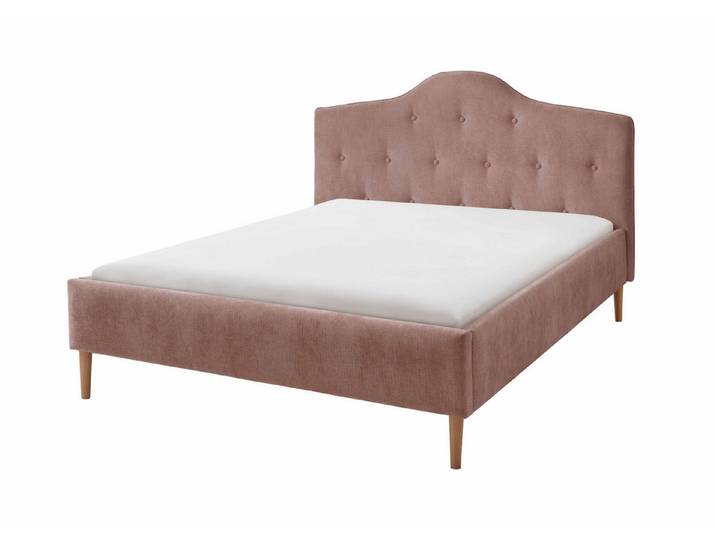 Wohnglücklich Polsterbett Lisa (mit gepolstertem Kopfteil, mit Knopfheftung, mit Holzfüßen), Stil, Komfort und Qualität in perfekter Harmonie