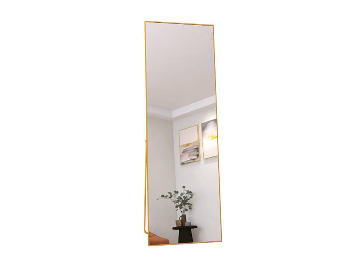 Standspiegel 150x40 cm – Freistehend & Wandmontage, Aluminiumlegierung Goldrahmen, Goldfarben, Glas, 40x150x150 cm, Spiegel, Standspiegel