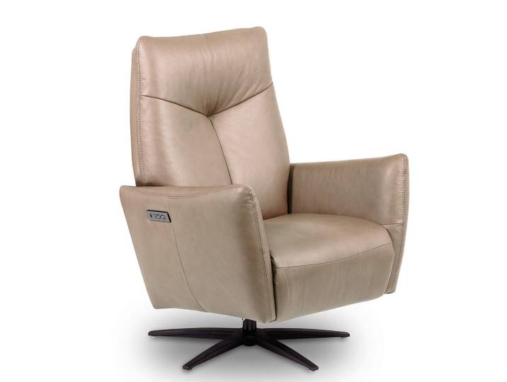 Livetastic Relaxsessel, Hellgrau, Metall, Echtleder, Semi-Anilinleder, 76x107x88 cm, Lederauswahl, Relaxfunktion, USB-Anschluss, USB-C-Anschluss, Sitzfläche 360° drehbar, Wohnzimmer, Sessel, Relaxsessel
