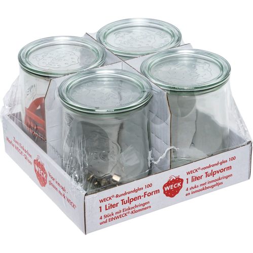 WECK Rundrandglas Tulpe 1,0l 4er Pack