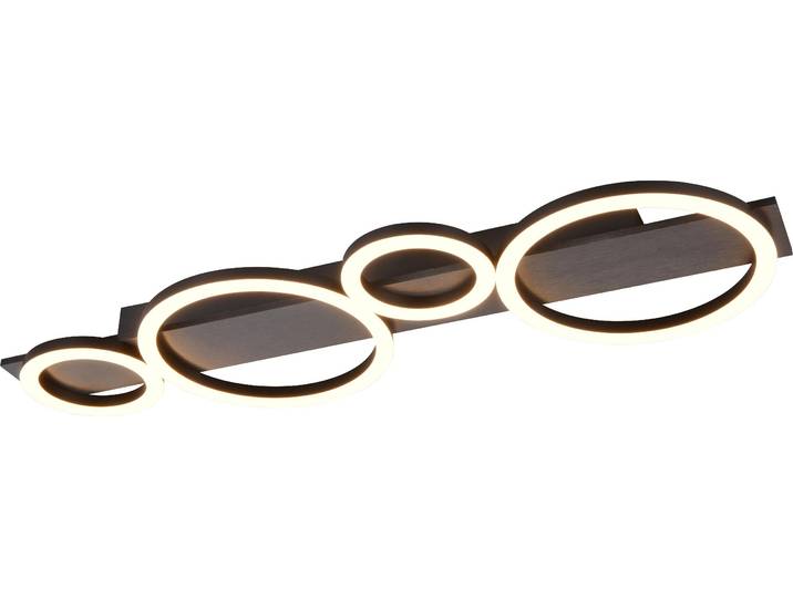 Plafonnier LED\, métal\, couleur aluminium\, blanc chaud\, L 72 cm