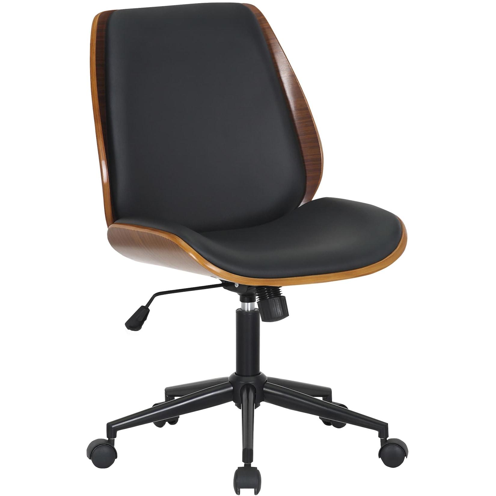 CLP Bürostuhl Ergonomisch Mitch, höhenverstellbarer Schreibtischstuhl für Home Office und Büro, Drehstuhl mit Holzschale mit Wippfunktion