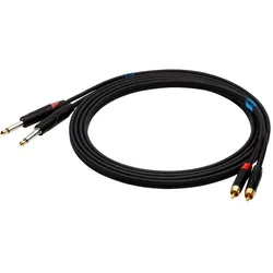 SSQ RCAJM5 - Kabel 2x RCA - 2x Jack Mono 6 3 mm 3 m Schwarz (3 m, Cinch Kabel), Audiokabel