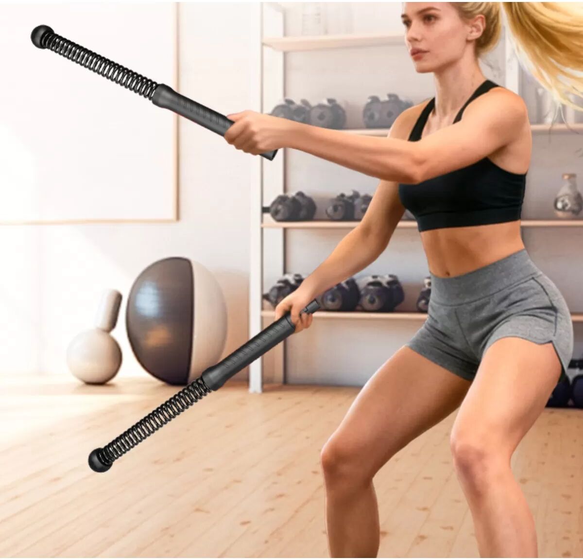 INF Kabellose Trainingsseile: Federstahl-Fitnessseile für Kraft & Ganzkörpertraining Schwarz