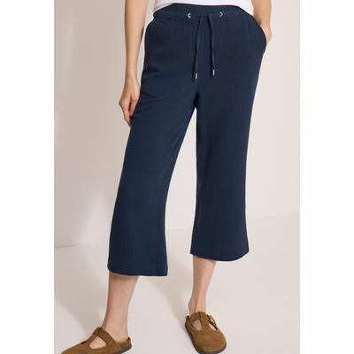 Stoffhose CECIL, Damen, Gr. L, Länge 24, blau (universal blau), Web, 100% Baumwolle, unifarben, loose fit 7/8-Länge, Hosen Stoffhose, High Waist