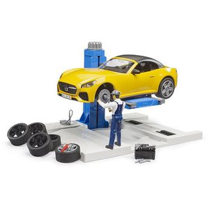 bruder bruder Spielset bworld 62112, ab 4 Jahre, PKW Service Center +  Roadster, 12 Teile